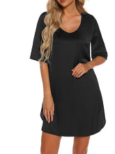 Women's Casual V-Neck T-Shirt Mini Dress - Cozy Patchwork Split Design for Home Lounge