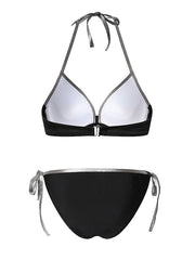 Women's Swimwear Bikini 2 Piece Normal Swimsuit Lace up Push Up Color Block Light Blue Black Light Green Fuchsia Halter Bathing Suits Sexy Casual Holiday / Sports / New / Padded Bras