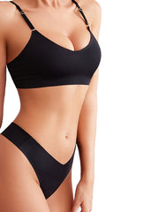 Women's Wireless Bras Padded Bras Adjustable 34 Cup V Neck Breathable Pure Color Pull-On Closure Date Casual Daily