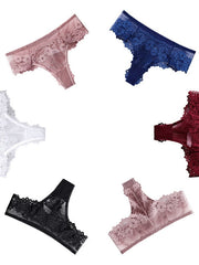 Womens Underwear Lace Hollow Out Hipster Panties Solid Color T Back Low Waist Ladies Briefs