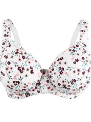 Women's Underwire Bras Fixed Straps 34 Cup V Neck Breathable Flower Floral Hook & Eye Date Casual Daily Polyester 1PC