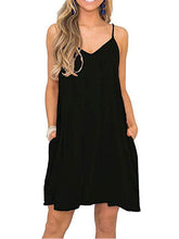 Women's Sleeveless Pure Color V Neck Stylish Loose Fit Pocket Dress