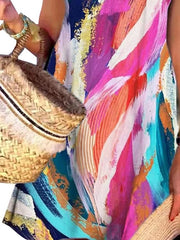 Women's Painting Backless Crew Neck Fashion Outdoor Sleeveless Dress