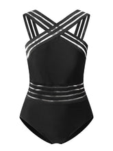 Women's Swimwear One Piece Monokini Normal Swimsuit Tummy Control Slim Solid Color Striped Black Bathing Suits Sports Sports Basic