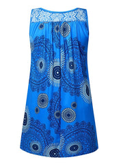 Women's Sleeveless Street Print Crew Neck Sport Casual Dress