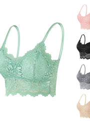 Women's Lace Bras Sheer Bras 34 Cup V Neck Push Up Lace Pure Color Pull-On Closure Date Valentine's Day Casual Daily Nylon Sexy 1PC Bras & Bralettes