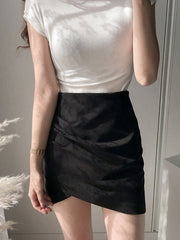 Women's Skirt Work Skirts Mini Suede Black Pink khaki Grey Skirts Fashion Office , Career Daily