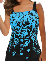 Women's Swimwear Tankini 2 Piece Normal Swimsuit 2 Piece Printing Leaf Lake blue White Yellow Blue Rose Red Tank Top Bathing Suits Sports Beach Wear Summer