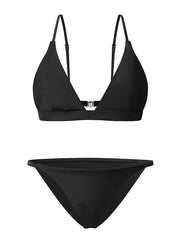 Women's Swimwear Bikini 2 Piece Normal Swimsuit Lace up Solid Color White Black Gray Pink Light Green Bathing Suits Sexy Active Basic / Party / New / Padded Bras