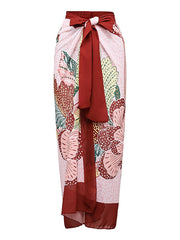 Women's Swimwear One Piece Beach Bottom Normal Swimsuit 2 Piece Printing Floral Burgundy Bodysuit Bathing Suits Sports Beach Wear Summer