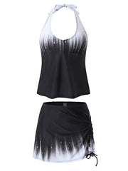 Women's Ombre Tankini Swim Dress - Modest 2-Piece Halter Swimsuit for Beach & Vacation