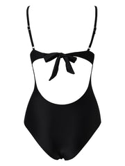 Women's Swimwear One Piece Monokini Bathing Suits Normal Swimsuit Mesh Tummy Control Open Back Pure Color Black Wine Navy Blue Blue Strap Bathing Suits Sexy Vacation Fashion
