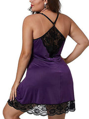 Women's Sexy Lace Backless Slip Dress - Cozy Mini Nightwear for Home Lounge