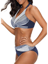 Women's Swimwear Bikini 2 Piece Plus Size Swimsuit Backless Printing High Waisted Striped Dot Green Blue Purple Dark Green Royal Blue V Wire Bathing Suits New Stylish Vacation / Sexy / Geometic