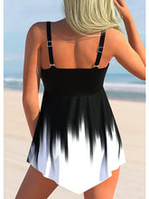 Women's Swimwear Tankini 2 Piece Plus Size Swimsuit 2 Piece Printing Gradient Color Black Orange Tank Top Bathing Suits Sports Summer