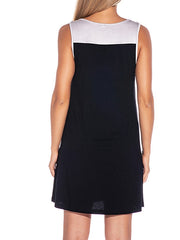 Women's Cozy Patchwork Crewneck Sweater Dress - Casual Mini Shift for Home Lounge