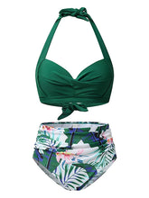 Women's Swimwear Bikini 2 Piece Normal Swimsuit Halter High Waist Push Up High Waisted Geometric Wave dot + red Black White Yellow Pink Bathing Suits Sports Fashion Ordinary