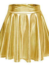 Women's Skirt Swing PU Artificial Leather Silver Pink Laser blue Black Skirts Summer Shiny Metallic Without Lining Chic & Modern Punk & Gothic Carnival Costumes Ladies Halloween Party , Evening