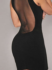 Women's Sheath Dress Sexy Dress Summer Dress Mini Dress Black Sleeveless Pure Color Hollow Out Summer Spring Crew Neck Hot Party Slim