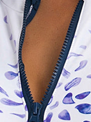 Women's UV Protection Rash Guard Swimsuit, Zipper, Color Block, Blue, Padded, High Neck, Fashionable