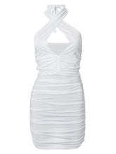 Women's Party Dress Bodycon Sheath Dress Mini Dress White Brown Light Blue Sleeveless Pure Color Backless Summer Spring Halter Fashion Vacation