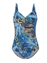 Women's Swimwear One Piece Monokini Bathing Suits Normal Swimsuit Tummy Control Open Back Printing Leaf Blue Strap Bathing Suits New Vacation Fashion / Modern / Padded Bras