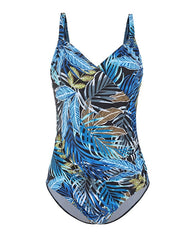 Women's Swimwear One Piece Monokini Bathing Suits Normal Swimsuit Tummy Control Open Back Printing Leaf Blue Strap Bathing Suits New Vacation Fashion / Modern / Padded Bras