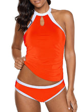 Women's Swimwear Tankini 2 Piece Normal Swimsuit 2 Piece Plain Blue Orange Tank Top Bathing Suits Sports Summer
