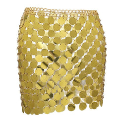 Women's Sparkly Skirt Mini Polyester Silver Gold Rainbow Skirts Sequins Shiny Metallic Shimmery Sexy Performance Party One-Size