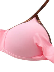 Women's Swimwear Bikini 2 Piece Normal Swimsuit Lace up Halter Push Up Color Block Light Blue Black Pink Light Green Fuchsia Halter Bathing Suits Sexy Active Basic / New / Padded Bras