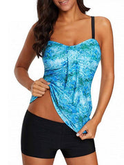 Women's Swimwear Tankini 2 Piece Normal Swimsuit 2 Piece Printing Graphic Blue Tank Top Bathing Suits Sports Summer