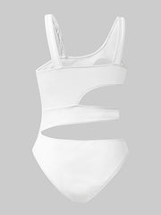 Women's Swimwear One Piece Monokini Bathing Suits trikini Normal Swimsuit Cut Out Slim Solid Color Tie Dye Leopard Pink rose Black and white dots Black White Padded Bathing Suits Sexy Active Sports