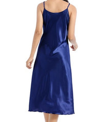 Women's Satin Sleeveless Nightgown - Retro Comfort, Breathable, Adjustable Straps, Perfect Gift