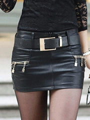 Women's Bodycon Mini PU Faux Leather Black Red Skirts Fall Split Streetwear Sexy Daily Wear Going out