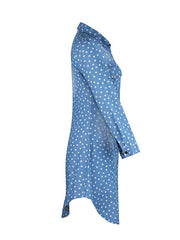 Women's Denim Shirt Dress - Casual Mini with Pockets & Button Collar for Spring & Fall