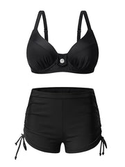 Women's Swimwear Bikini 2 Piece Normal Swimsuit Lace up Push Up Color Block Black Pink Yellow Orange Halter Bathing Suits Sexy Active Basic / New / Padded Bras