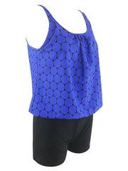 Women's Swimwear Tankini 2 Piece Normal Swimsuit High Waist Slim Polka Dot Blue Purple Bathing Suits Sports Basic Casual / New / Padded Bras