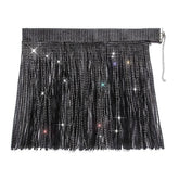 Women's Skirt Asymmetrical Polyester Black White Pink Red Skirts Summer Sequins Tassel Fringe Sexy Performance Club