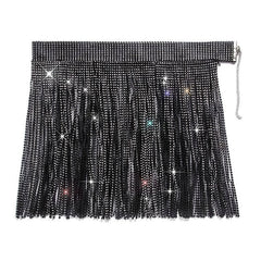 Women's Skirt Asymmetrical Polyester Black White Pink Red Skirts Summer Sequins Tassel Fringe Sexy Performance Club