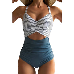 Women's Swimwear One Piece Normal Swimsuit Hollow Out Color Block White Blue Dusty Blue Orange Rose Red Bodysuit Bathing Suits Sports Beach Wear Summer