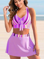 Women's Swimwear Tankini 2 Piece Plus Size Swimsuit Printing High Waisted Floral Light Blue Black Yellow Blue Purple Crop Top Bathing Suits Sports Summer