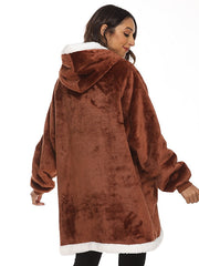 Couple's Pajamas Wearable Blanket Hoodie Fleece Oversized Winter Soft Warm Long Sleeve