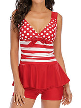 Women's 2 Piece Plus Size Swimsuit Open Back for Big Busts Print Stripe Dot Tunic V Wire Bathing Suits