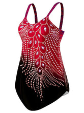 Women's Swimwear Tankini 2 Piece Plus Size Swimsuit for Big Busts Print Leaf Sapphire Blue Yellow Red Rose Red Bathing Suits New Sporty Vacation