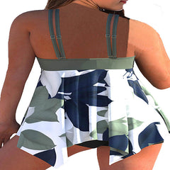 Women's Backless Tankini Swimsuit, Multi-Color Print, Padded, Adjustable Straps, Sexy Beachwear