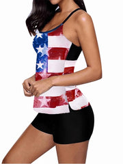 Women's Swimwear Tankini 2 Piece Normal Swimsuit Slim Pure Color Ocean Blue Camisole Bodysuit Strap Bathing Suits New Vacation Fashion