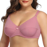 Women's Underwire Bras Full Coverage Pure Color Hook & Eye Nylon 1PC Plus Size