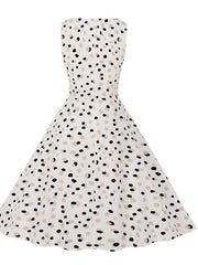 Women's Elegant Sleeveless Floral Bow Crew Neck Slim Swing Dress