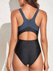 Women's Swimwear One Piece Monokini Bathing Suits Normal Swimsuit Backless Tummy Control Print Striped Color Block White Black Blue Royal Blue Red Scoop Neck Bathing Suits New Vacation Holiday