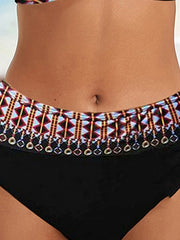 Women's Swimwear Bikini 2 Piece Plus Size Swimsuit Open Back Printing Geometic Black Tank Top V Wire Bathing Suits Sports Vacation Fashion / Sexy / Modern / New